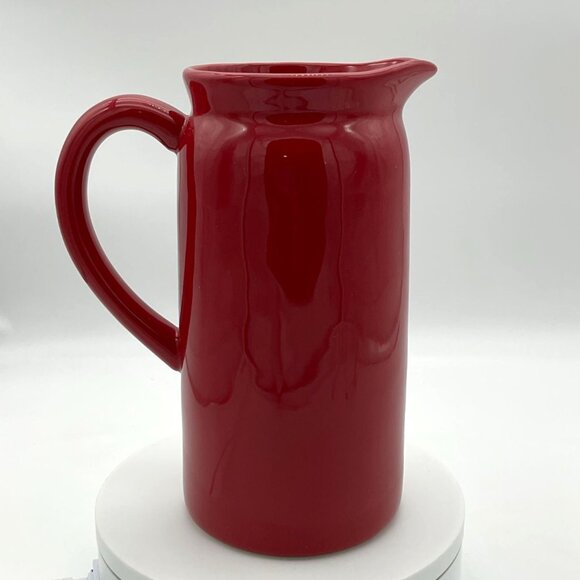 Rae Dunn Artisan Collection by Magenta Red White & Booze Ceramic Pitcher NIB - Picture 3 of 6